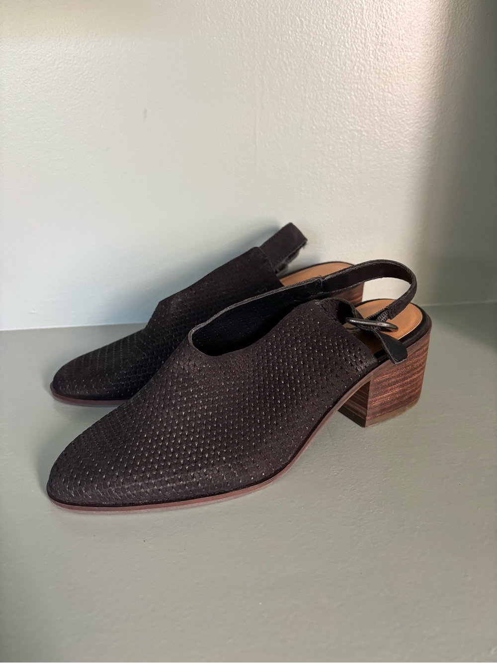 Lucky Brand Lideton Women's Black Slingback Block Heel Mules